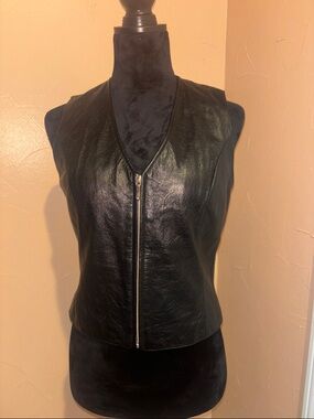 Wilsons Leather Black Leather Zip Vest